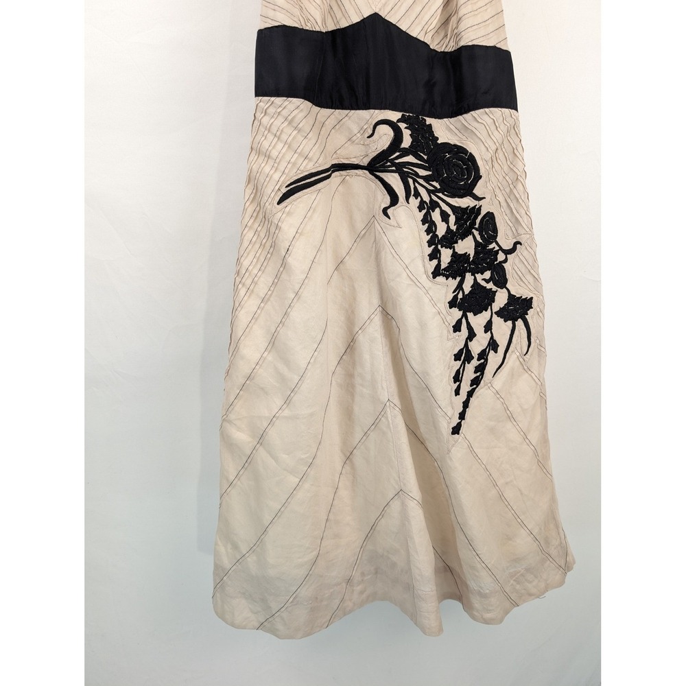 Anthropologie Floral Silk Babydoll Halter Dress Size 2 Tan Boho Whimsigoth Fairy - Picture 4 of 10